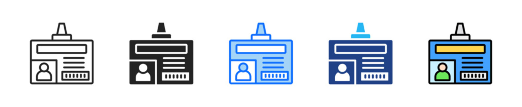 Library Card Icon Set Multiple Style Collection