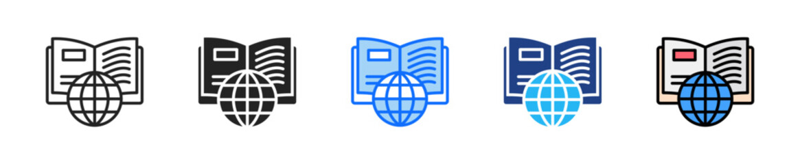 E Library Icon Set Multiple Style Collection