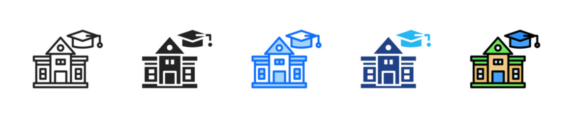 Academic Library Icon Set Multiple Style Collection