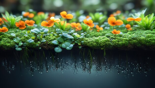 Ultra-Realistic 3D Macro of Moss and Lichen Landscape under Glass Cloche