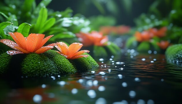 Ultra-Realistic 3D Macro of Moss and Lichen Landscape under Glass Cloche