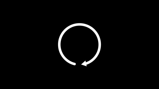 Minimal Circular Arrow Loop Animation Alpha Black Background.