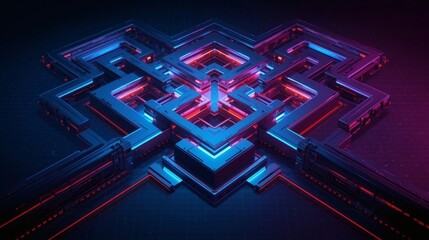 Abstract blue background with glowing motion lines and dark texture creates a high-tech wave pattern of light and energy for a digital space illustration