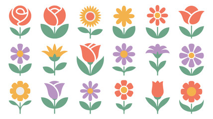 collection of flat-style flower icons