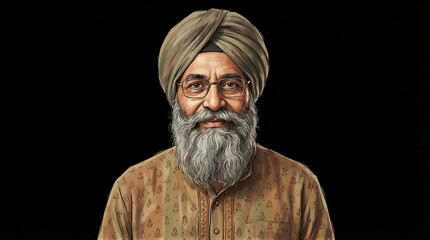 Cultural celebration elderly man india portrait photography studio close-up tradition and identity