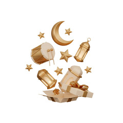 Celebrating eid with gold decorations and gift