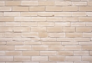 Fototapeta premium A smooth, light-colored brick wall with a uniform pattern, showcasing a minimalist design ideal for modern interiors.