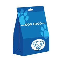 Pet dog food bag in flat style on white background