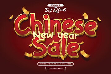 Chinese new year sale editable text effect with conffeti decoration