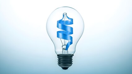 International Womens Day Innovation Concept Light Bulb with Ribbon Symbol