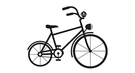 Fototapeta premium Black Silhouette of Classic Bicycle with Headlight and Fenders.