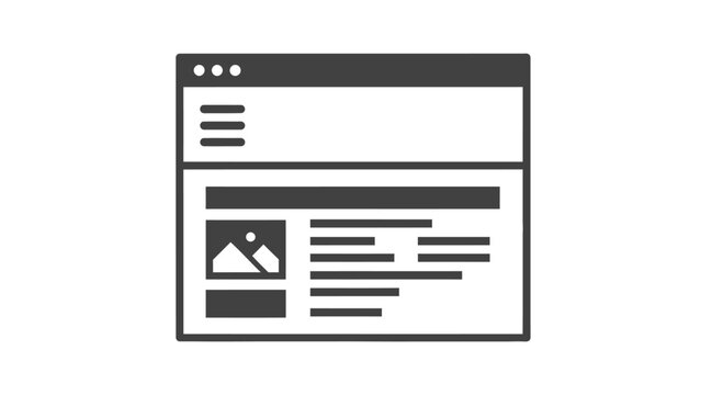 Simple web page layout icon with navigation and content sections.