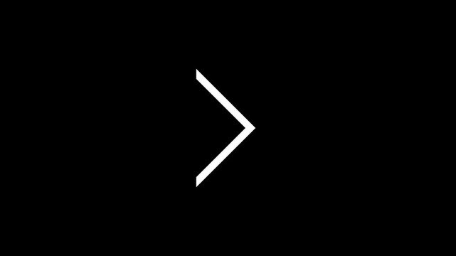 Thin Caret Arrow Loop Animation Motion Graphics Alpha Black Background.