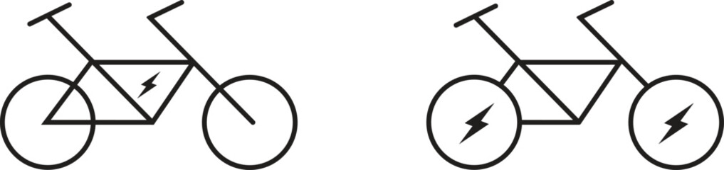 Electric bicycle icons with lightning bolt symbols.