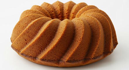 柔らかな光に包まれたしっとり黄金色のクグロフケーキ きめ細かくこんがり焼けた表面と独特の形が美しい. AI Generated