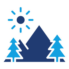 Fototapeta premium Mountains Blue Color Icon