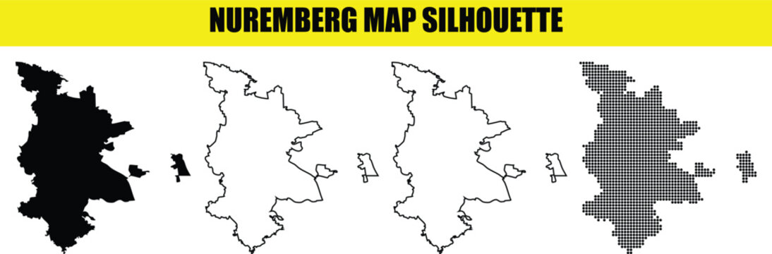 Nuremberg map silhouette map germany illustration abstract dotted outline blank solid shapes graphic element vector art template