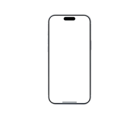 Smartphone mockup with transparent screen isolated on transparent background. Mobile phone with empty display for copy space.
