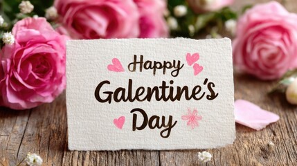 Happy Galentine&rsquo;s Day card with hearts and flowers designed for modern greeting visuals feminine creativity seasonal celebration and emotional connection between women