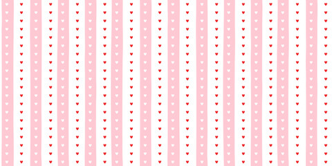 Small hearts hand drawn vintage pattern. Cute small hearts and wavy stripes girly print
