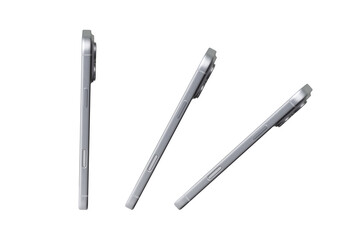 Smartphone mockup with transparent screen isolated on transparent background. Mobile phone with empty display for copy space.