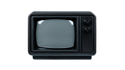 Vintage television retro TV old television black and white screen classic electronics nostalgic analog device antique home appliance isolated transparency background. This nostalgic retro TV