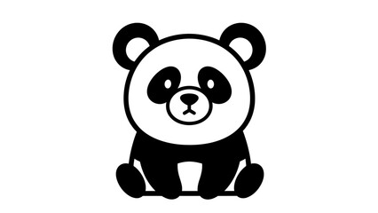 Obraz premium Black and White Panda Bear Illustration Sitting.