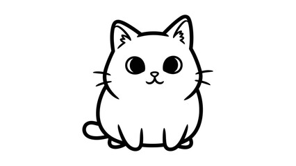 Obraz premium Simple Black and White Cat Illustration.