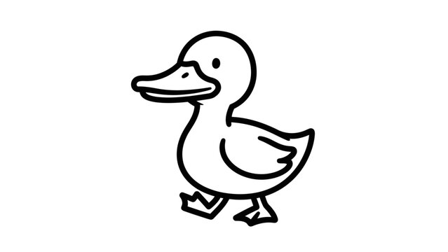 Simple Black and White Duck Illustration.