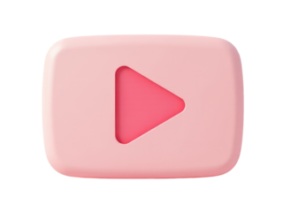 A pink play button on a plain white background