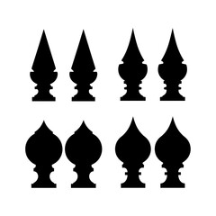 Collection of black silhouettes of decorative objects