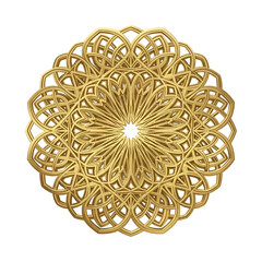Intricate golden floral pattern on white background