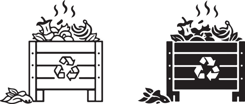 Recycling bins in action Compost Bin isolated on white background, Vector, illustration