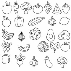 vegetables icons in round isolated on white.