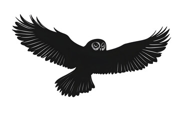 Obraz premium Night Flyer: A majestic owl with widespread wings is gliding through the sky, its silhouette against the moon. Evoking the mystery and grace of the nocturnal creature