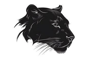 Obraz premium Sleek Silhouette of a Black Panther: A majestic black panther's profile exudes strength and mystery, rendered in a bold, artistic style.