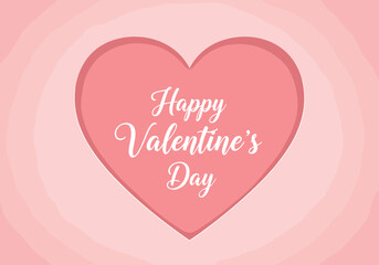 Elegant Pink Heart with &ldquo;Happy Valentine&rsquo;s Day&rdquo; Script Surrounded by Layered Background for Romantic Greeting, Celebration, and Love Expression