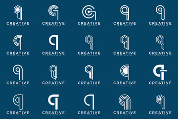 collection letter q logo, q vector abstract design emblem for business
