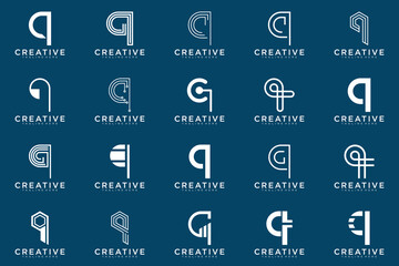 collection letter q logo, q vector abstract design emblem for business