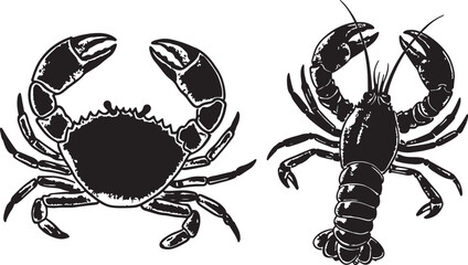 Hand drawn vector illustration of two detailed crabs isolated © GraphicGrove