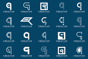collection letter q logo, q vector abstract design emblem for business