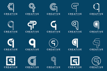 collection letter q logo, q vector abstract design emblem for business