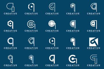 collection letter q logo, q vector abstract design emblem for business