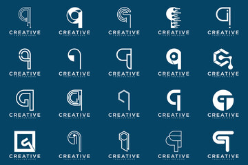 collection letter q logo, q vector abstract design emblem for business