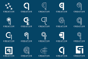 collection letter q logo, q vector abstract design emblem for business
