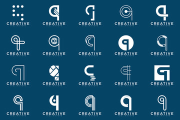 collection letter q logo, q vector abstract design emblem for business