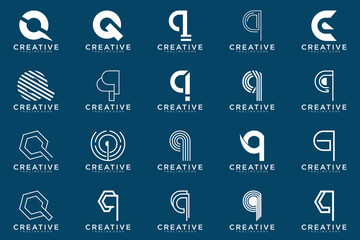 collection letter q logo, q vector abstract design emblem for business