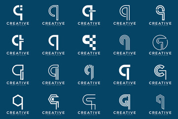 collection letter q logo, q vector abstract design emblem for business