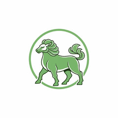 Obraz premium Green Horse Logo Design with Elegant Mane and Tail in a Circle.