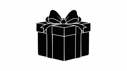 Obraz premium Black gift box with ribbon and bow silhouette.